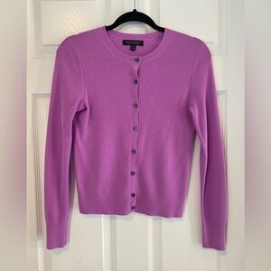 100% Merino Banana Republic Ribbed Lilac Pink Cardigan Sweater size medium